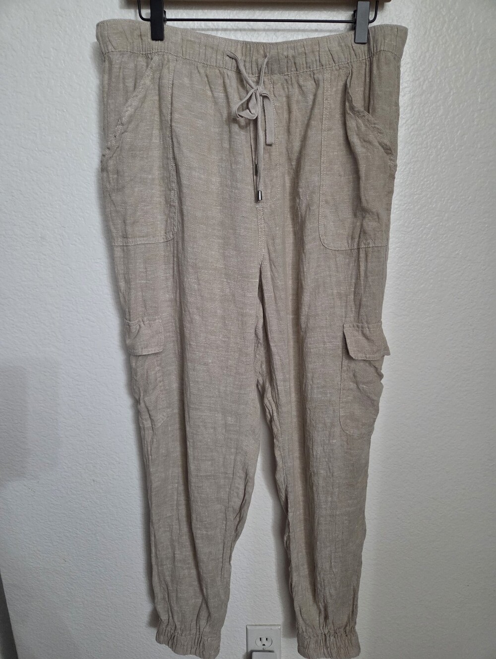 Nicole Miller Linen Cargo Joggers Women's Size Xlarge